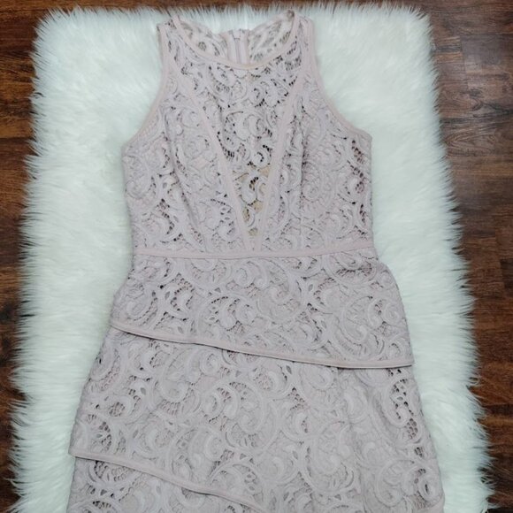 BCBGMaxazria Lavender Lace Whimsy Wedding Guest Hanah Mini Cocktail Dress Size M - Picture 5 of 12